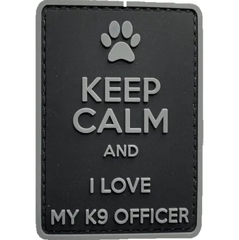 Nášivka WARAGOD Keep Calm and I love my K9 PVC nášivka, černo šedá