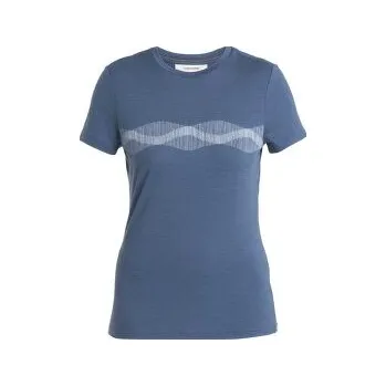 Dámské tričko Icebreaker Merino 150 Tech Lite III SS Tee Mountain Lines Women DAWN modrá L