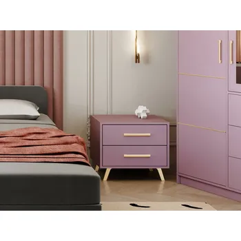 Noční stolek Noční stolek Lily II, Barva: švestka / švestka + zlatá MIRJAN 5903211066160