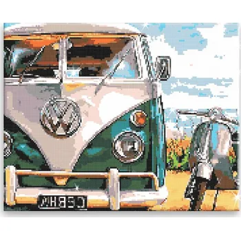 Diamantové malování Diamantové malování - Retro VW - 50x40 cm, bez dřevěného rámu - CZ výroba