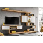 ImportWorld Obývací stěna ABW Mopaler, dub wotan, antracit / dub wotan, bílý lesk