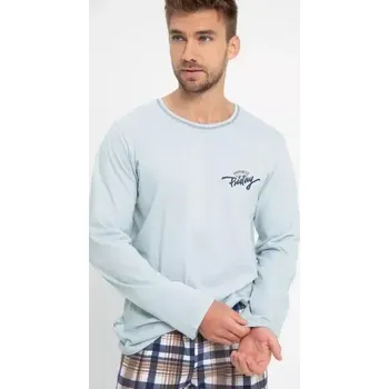 Pánské pyžamo Taro, pánské pyžamo 3092-Parker, dlouhý rukáv, světle modrá, vel. 4XL