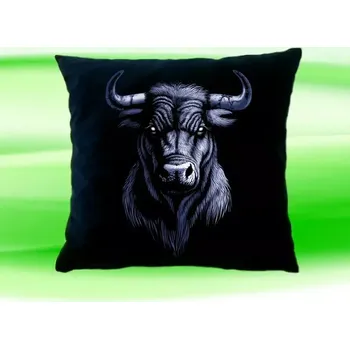Dekorativní polštářek Polštářek s býkem býk (40x40 cm hlava býka buvola bizona)
