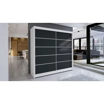 Šatní skříň Posuvná skříň Bar IV, Barva: bílá / černá, Osvětlení: bez osvětlení MIRJAN 5902928726756