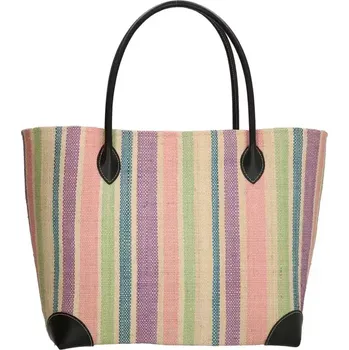 Dámská letní taška přes rameno PE-Florence 17672 – barevné pruhy, materiál rafia, prostorná, ideální na léto, dlouhé popruhy pro pohodlné nošení