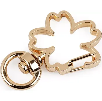 Kovová karabina čtyřlístek - zlatý