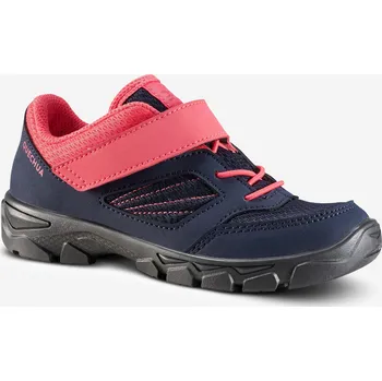 Dívčí obuv QUECHUA Dětské turistické boty na suchý zip MH100 vel 24-34 24 MODRÁ|RŮŽOVÁ