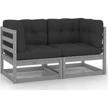 Zahradní pohovka Petrashop 2místná zahradní pohovka s poduškami šedá masivní borovice Šedá805732