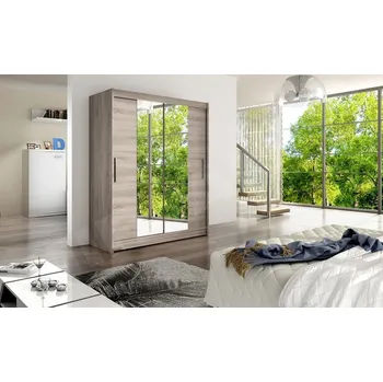 Ložnice Skříň s posuvnými dveřmi Presto II, Barva: trufel / zrcadlo, Osvětlení: bez osvětlení MIRJAN 5902928555974