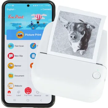 Mobilní telefon Fototiskárna mini - černobílý termotisk barva zelená