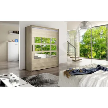 Šatní skříň Skříň Presto VII, Barva: sonoma, Osvětlení: osvětlení LED RGB - barevné MIRJAN 5902928557053