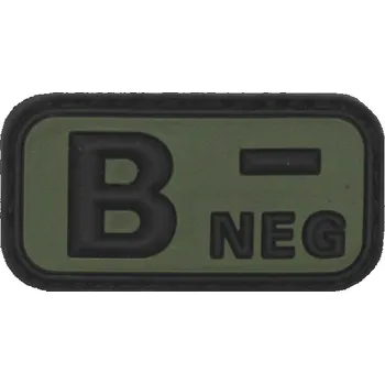 Nášivka WARAGOD nášivka krevní skupina 3D B negativní černá 5x2,5cm