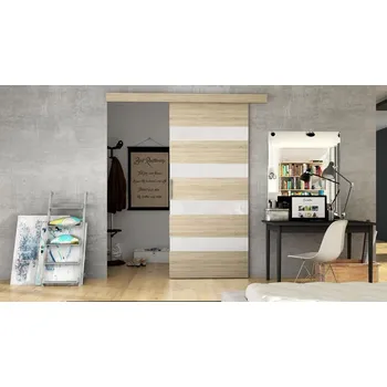 Interiérové posuvné dveře Opera 90 V, Barva: dub sonoma / bílý lacobel MIRJAN 5902928718782