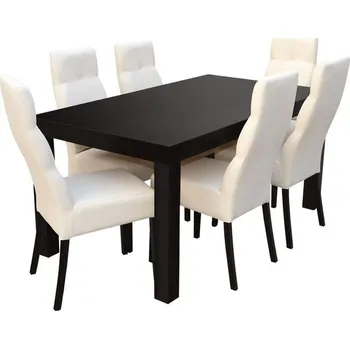 Jídelní set Jídelní set pro 6 osob - RK047, Barva dřeva: ořech, Potah: ekokůže Soft 011 MIRJAN 5902928460711