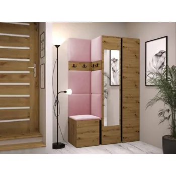 Nábytek Předsíň Tavasz XXVI, Barva: dub artisan / dub artisan + černá, Barva látek:: Manila 09 MIRJAN 5903211169953