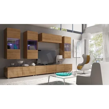 Obývací stěna Obývací stěna Bralani XI, Barva: dub zlatý, Osvětlení: bez osvětlení MIRJAN 5902928222104