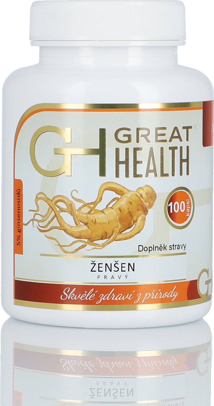 Great Health Ženšen pravý 5% ginsenosidů 100 tobolek 500mg tobolky