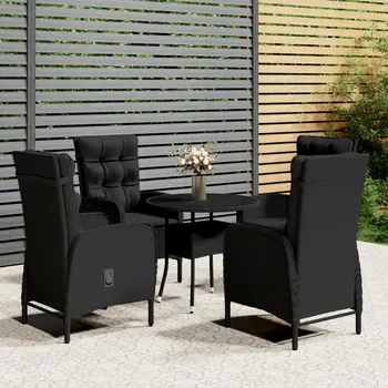 Petrashop 5dílný zahradní bistro set polyratan černý Černý3058552