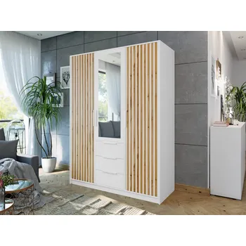 Šatní skříň Šatní skříň Lily Lux D3, Barva: bílá / bílá + dub wotan, Nástavec: Ne MIRJAN 5903211214905