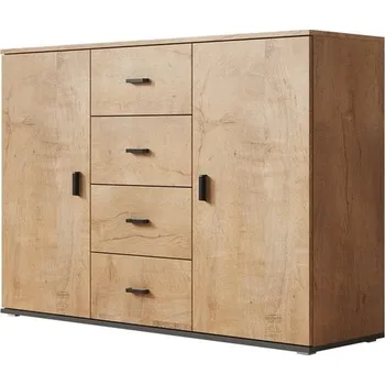 Komoda Komoda Cami, Barva: dub lefkas + dub lefkas + černá MIRJAN 5902928947304