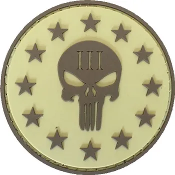 Nášivka WARAGOD Nášivka 3D Round Shape of Three Percenter Punisher coyote 6cm