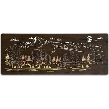 Obraz Li-Go "Chata v horách" světelný obraz 230V 130x50cm provedení povrchu: dub