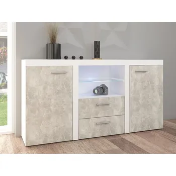 Komoda Kombinovaná komoda Rodos 1, Barva: bilá / světlý beton, Osvětlení: osvětlení LED MIRJAN 5902928034202