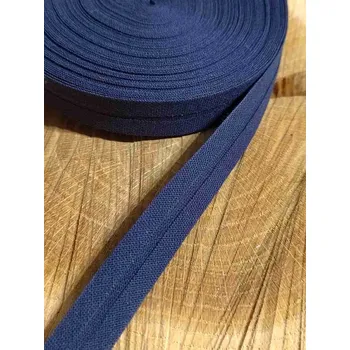Krajka Šikmý proužek bavlněný šíře 14 mm zažehlený modrá tmavá