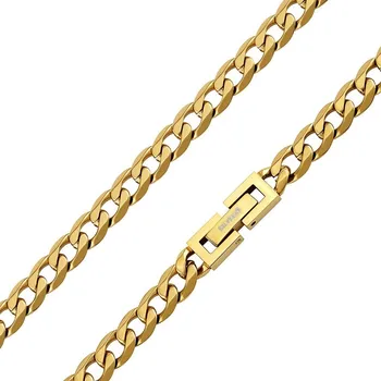Šperk Pánský náhrdelník CURB PANCR z chirurgické oceli 6 mm pozlacený 14k zlatem