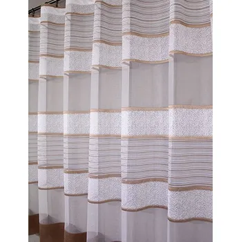 Záclona Žakárová metrážová záclona Line brown 17418 Velikost: výška 250 cm