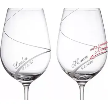 Sklenice Svatební skleničky na víno ručně broušené Spirála, 2 ks (Do poznámky v nákupním košíku napište jména novomanželů a datum svatby)