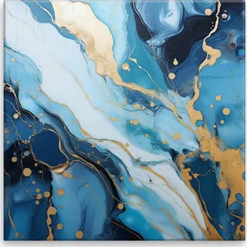 Obraz Obraz na plátně - Modro zlatý mramor 02 - 40x40 cm - CZ výroba