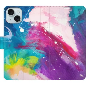 Pouzdro na mobilní telefon Flip pouzdro iSaprio - Apple iPhone 15 - Abstract Paint 05 - kapsičky na karty (Knížkový flip kryt, obal, pouzdro iSaprio na mobil Apple iPhone 15 - Abstract Paint 05 - 360° ochrana telefonu, přihrádka na karty a hotovost, funkce stojánku, pevná TPU)