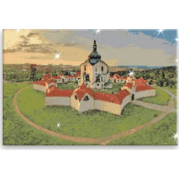 Diamantové malování Diamantové malování - Kostel sv. Jana Nepomuckého 02 - 60x40 cm, bez dřevěného rámu - CZ výroba