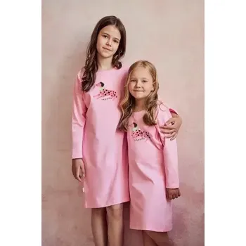 Dívčí noční košile Taro, dětská noční košile 3044/1-Ruby, dlouhý rukáv, růžová, vel. 140