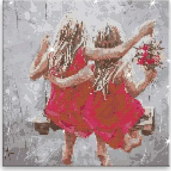 Diamantové malování Diamantové malování - Sesterská láska - 40x40 cm, bez dřevěného rámu - CZ výroba