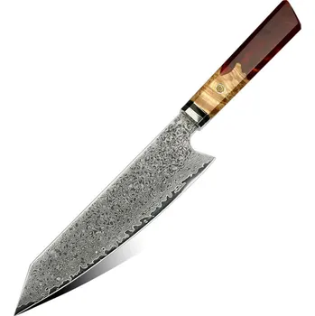 Kuchyňský nůž UG Grill Nůž Kiritsuke 20,5/33cm Damašková ocel 67/dřevo & červená pryskyřice UG Grill