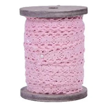 Stuha Stuha krajková, růžová, 7,5 x 7,5 x 9,5 cm|Ego Dekor