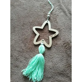 Vánoční dekorace Dřevěná hvězda na pověšení Zelená