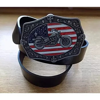 Opasek Kožený pásek spona motorka černý