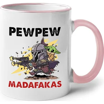 Keramický hrnek Pew Pew madafakas!, Barva Růžová, Velikost 330 ml, Canvas Keramický hrnek s barevným uchem Bezvatriko.cz 0698