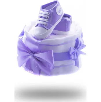 plenkový dort Dárek pro prvorodičku - Plenkovky.cz Jednopatrový plenkový dort mini - fialový 1 1