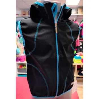 Chlapecká vesta Fantom TENKÁ softshellová vesta s kapucí - černá+tyrkys velikost: 146