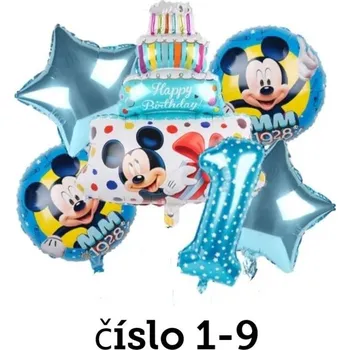 Balónek Narozeninové balónky s dortem Mickey Mouse číslo 5