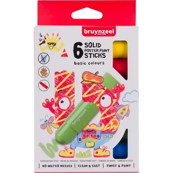 Vodová barva bruynzeel 60159006 Pevná kvašová barva - sada 6 základních barev