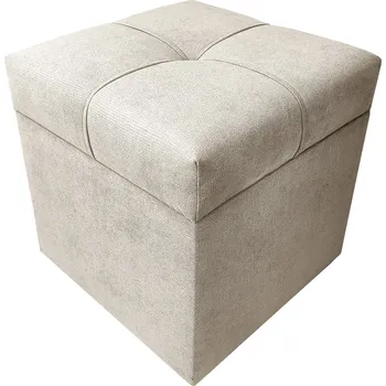 Taburet Taburet Kostka 40 × 40 s úložným prostorem - světle béžový Soro 21