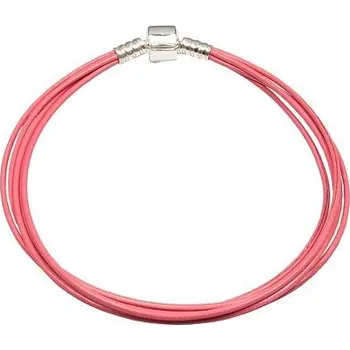 Náramek Textilní náramek na přívěsky růžový délka náramku 19cm