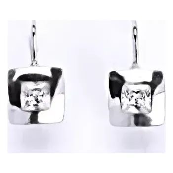 Náušnice Stříbrné náušnice čirý zirkon - NK1117 (Stříbrné náušnice na patent se zirkonem)