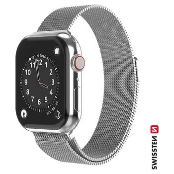 Chytré hodinky SWISSTEN řemínek Milánský tah pro Apple Watch 38-40 mm stříbrný