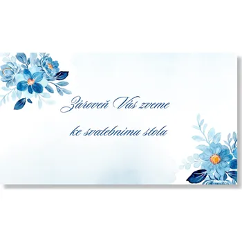 Svatební dekorace Personal Kartička ke stolu - Modré květiny Zvolte množství: od 61 ks a víc